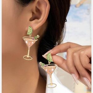 Gold and Green Cocktail Earrings